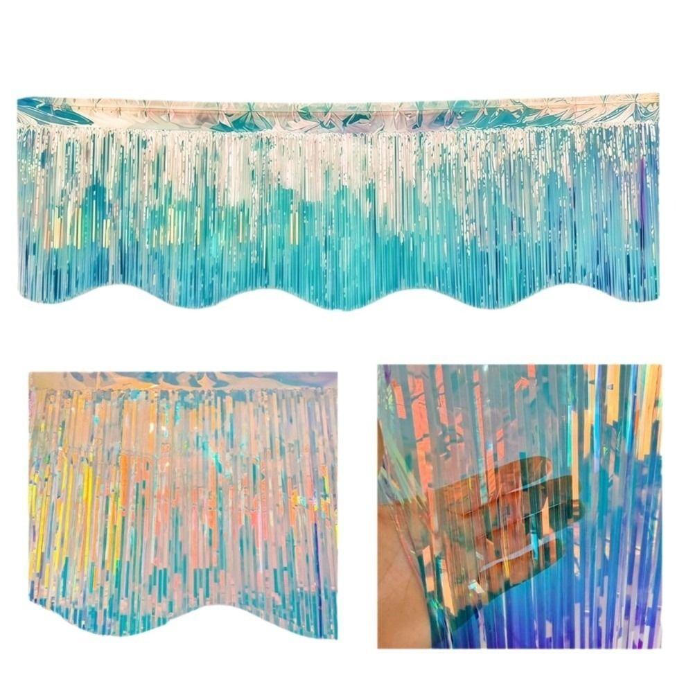 38x300CM Wave Banner Colorful Foil Curtain Scene Decoration Tinsel Fringe  Scenic Area