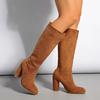 European and American pointed new high-heeled boots thick-heeled fashion boots suede temperament European and American sexy women 20 large size
