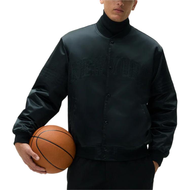 Kith X New York Knicks Collaboration FW24 Модная удобная однобортная куртка-пилот с длинным рукавом и надписью Мужские куртки черного цвета KHM010694-001