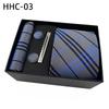 Men'S Striped Flower Plaid Tie Square Towel Cuffs Tie Clip Gift Box Set Business Casual Tie Black