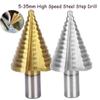 Drilling Tools Set Cutter Core 5-35mm Titanium Coated HSS Step Drill Straight Groove Step Drill Bit