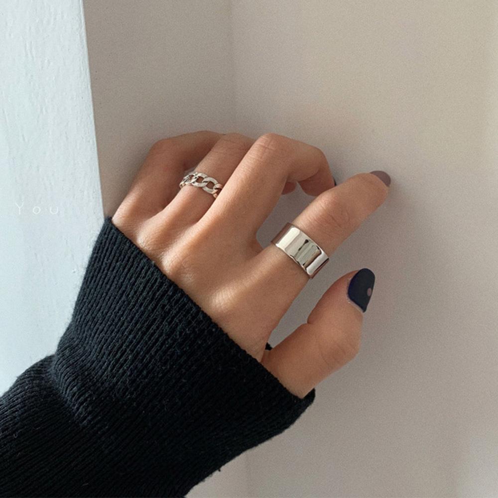 Женщины Корея Винтаж Металл Круглый Простой Женские Подарки Цепочка Ювелирные Изделия Кольца Набор Открытые Кольца