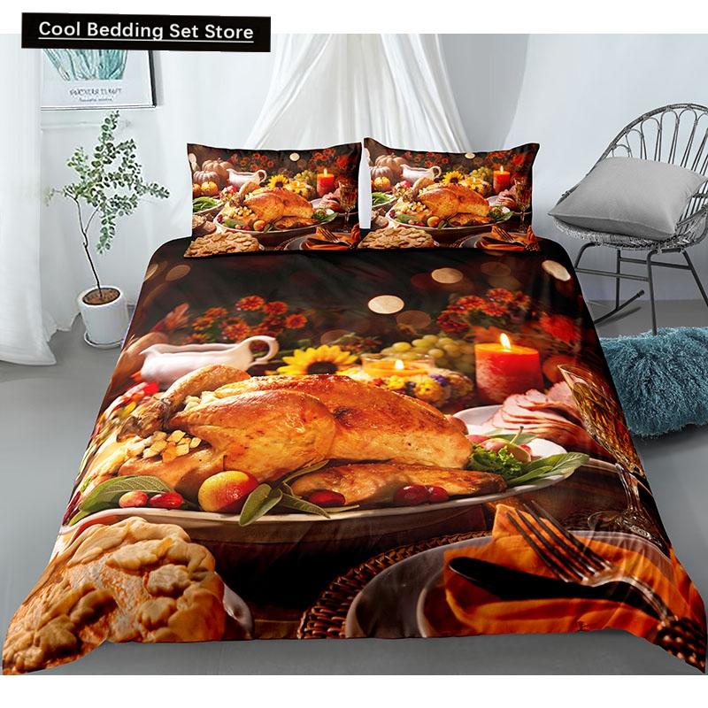 Еда Говядина Комплект постельного белья 3D Свежее мясо Пододеяльник Кинг/Квин Сайз Вкусные морепродукты Сашими Голень Стейк Реалистичный Пододеяльник