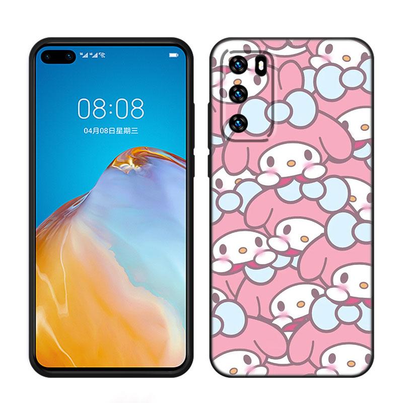 Милый черный силиконовый чехол My Melody для телефона Huawei P10 P20 P30 P40 Lite P50 P60 Art P50E P Smart Z 2018 2020 2021 Pro 2019