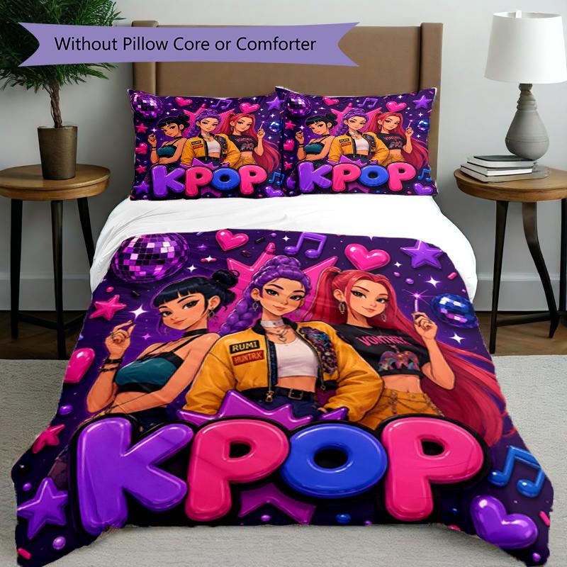 3pcs Duvet Cover Set (1*Duvet Cover + 2*Pillowcase, Without Core),K Print Bedding Set, Bedroom Decor, All‑Season, Birthday Gift