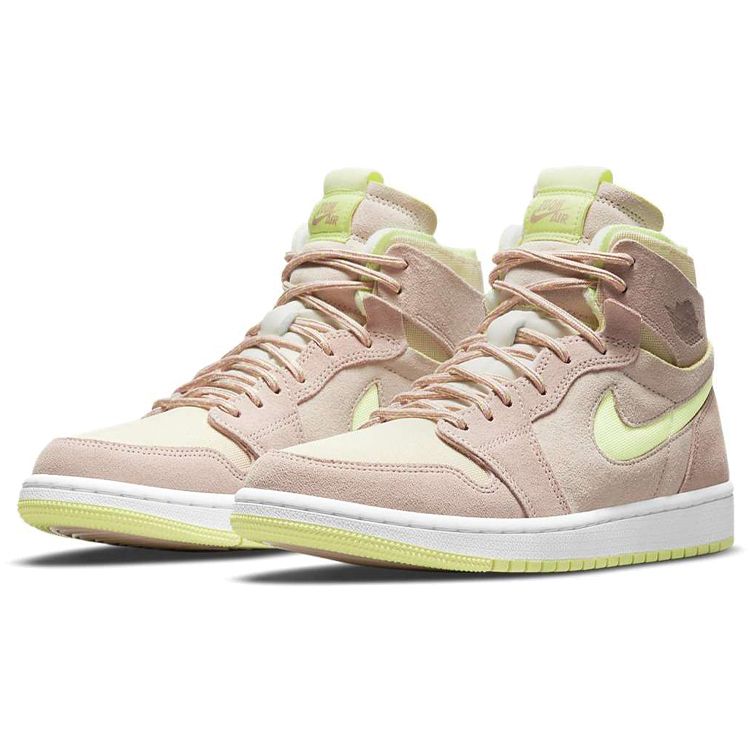 Air Jordan 1 High Zoom Comfort Lemon Twist Женские кроссовки Розовый жемчужно-белый Fossil CT0979-200