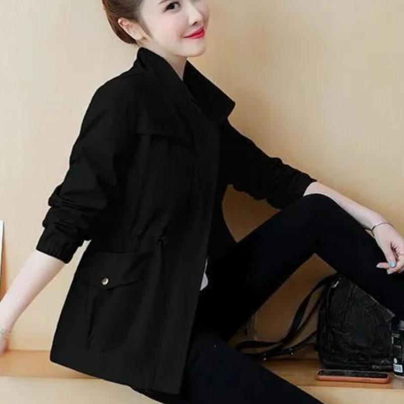 Женские куртки, новые, весна-осень, с длинными рукавами, повседневная, спортивная, верхняя одежда, женская, базовая, с лацканами, ветрозащитный кардиган, ветровка