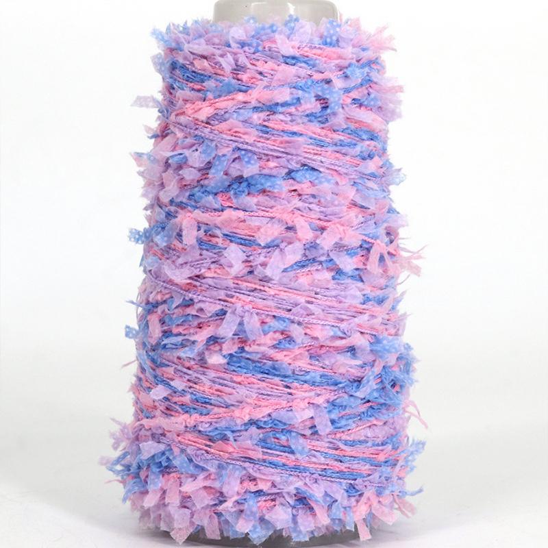 50G Rainbow Butterfly Paper Yarn Colorful Fancy Blend Partner Thread Hand Knitting Summer Baby Scarf Hat Doll Sweater Supplies