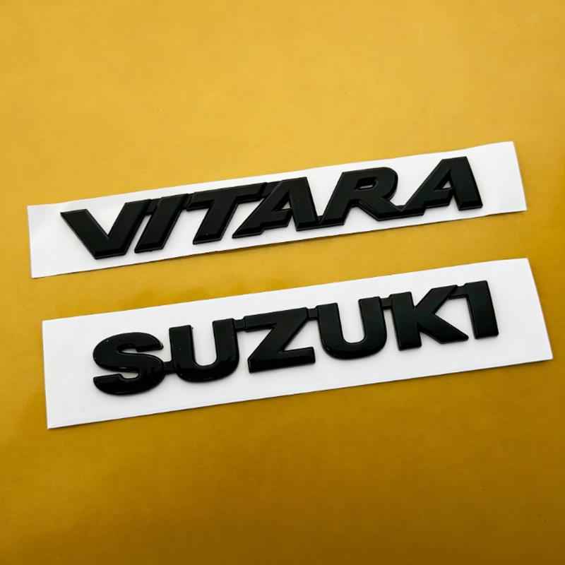 Для Suzuki Vitara Передняя решетка эмблема Задний значок багажника Глянцевый черный ABS логотип Наклейка на кузов автомобиля Декаль Аксессуары