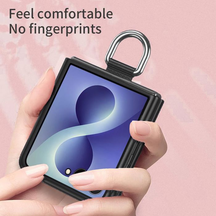 Coque pour Samsung Galaxy Z Flip 8, Protection Anti-Rayures Antichoc avec Boucle - Noir
