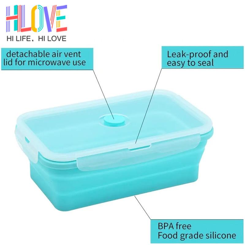 4 шт. складной силиконовый ланч-бокс портативный подогреваемый в микроволновке ланч-бокс квадратный силиконовый контейнер для хранения еды пикник
