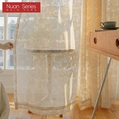 1 шт. Серия Nuan Романтичная и изысканная французская ажурная прозрачная тюлевая бежевая жаккардовая прозрачная занавеска для гостиной, спальни, балкона, окна, домашнего декора