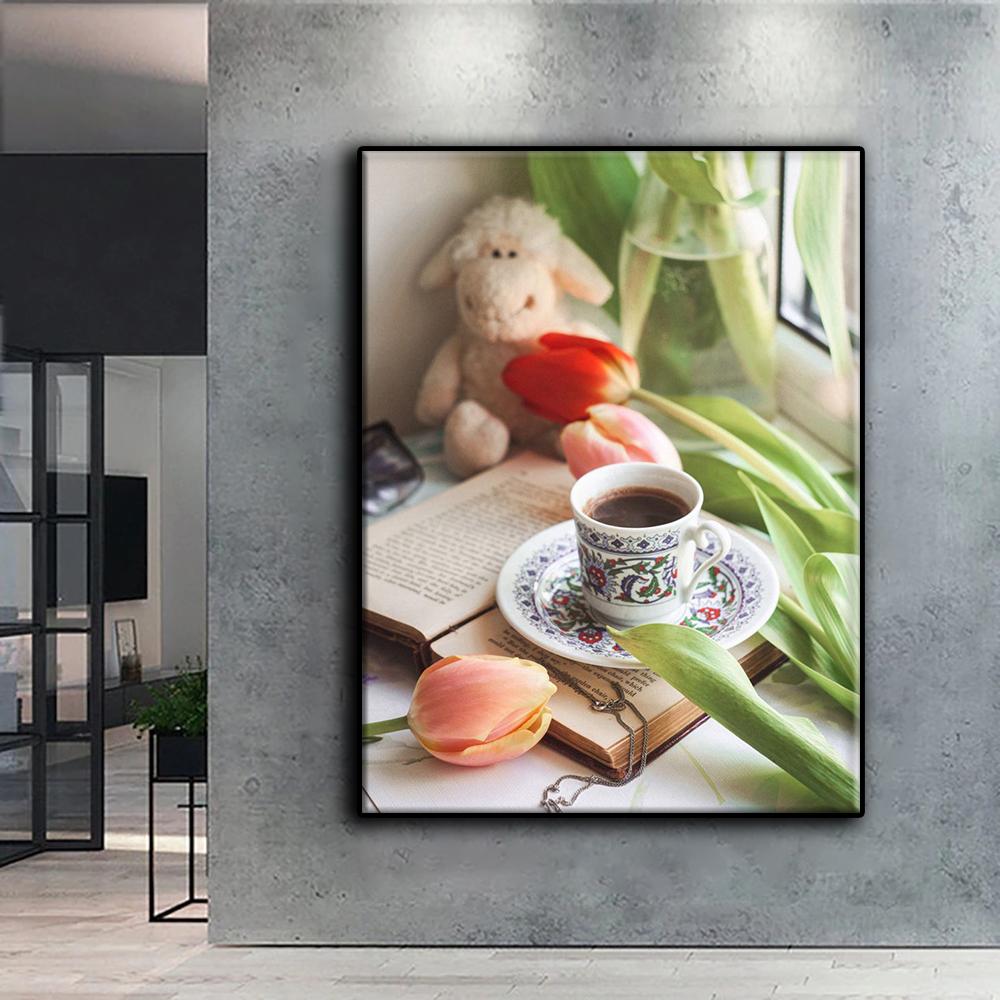 Алмазная вышивка тюльпаны и кофе 5D DIY алмазная живопись вышивка крестом стразы