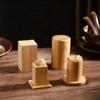 2PCS Bamboo Toothpick Box with Lid Portable Household Hotel Restaurant Kitchen Tooth Pick Holders Storage Boxes Decoration Tools