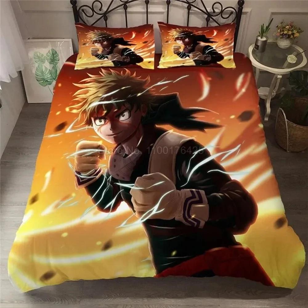 3D My Hero Academia Мальчики Японское Аниме Комплект Постельного Белья Печатный Комплект с Наволочкой Пододеяльник Размер Queen Super King