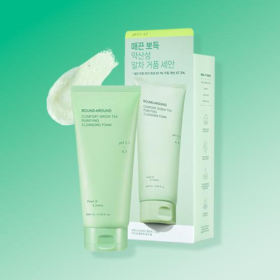Round Around Comfort Green Tea Mildly Acidic Cleansing Foam 200ml