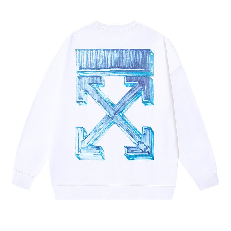1236 Off-White 2026 Autumn and Winter New OW Three-dimensional Square Arrow Pattern Men's and Women's Round Neck Hoodie