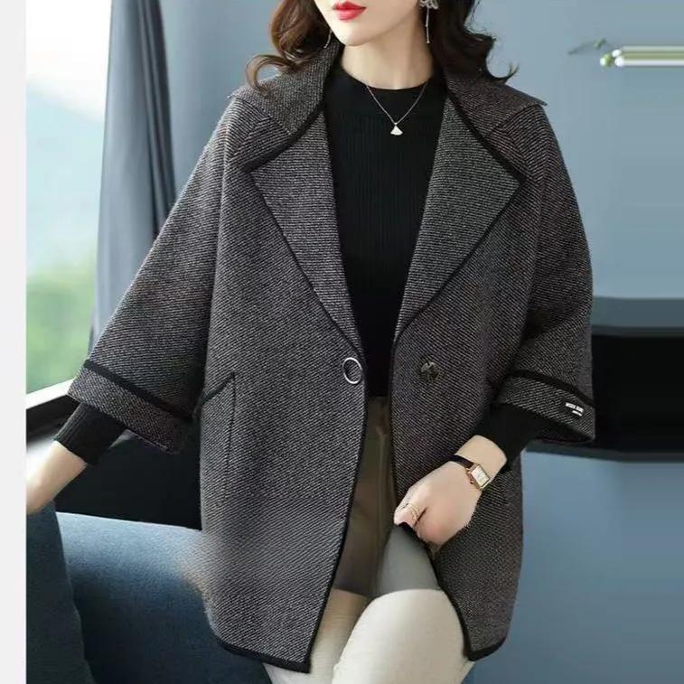 Темперамент Шерстяное Шерстяное Пальто Женская Блузка Свободного Большого Размера Вязаный Кардиган Мода Весна и Осень
