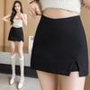 Women's High Waist Black Irregular A-line Slit Bodycon Skirt - Spring/Summer 2024