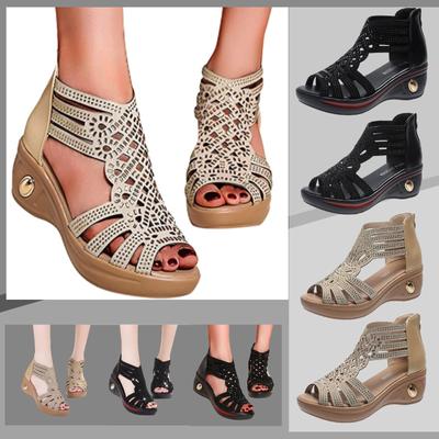 Sandalias Crystal Mujer Повседневная летняя пляжная обувь на танкетке в римском стиле женская обувь