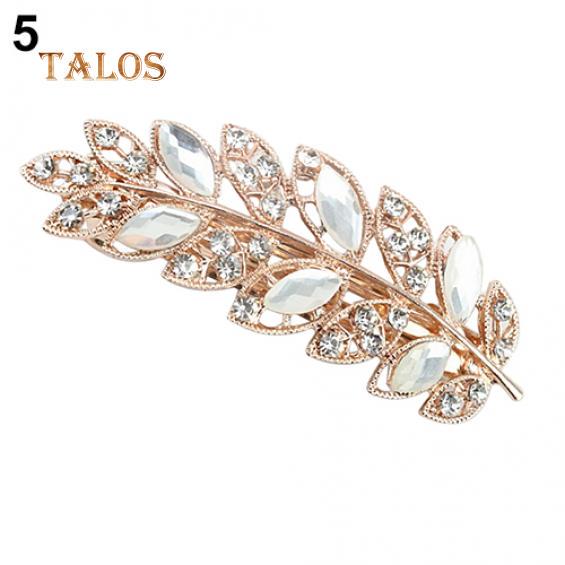 Women Fashion Flower Leaf Crystal Crystal Stone Hair Barrette Clip Hairpin Jewelry Hairs Trinket