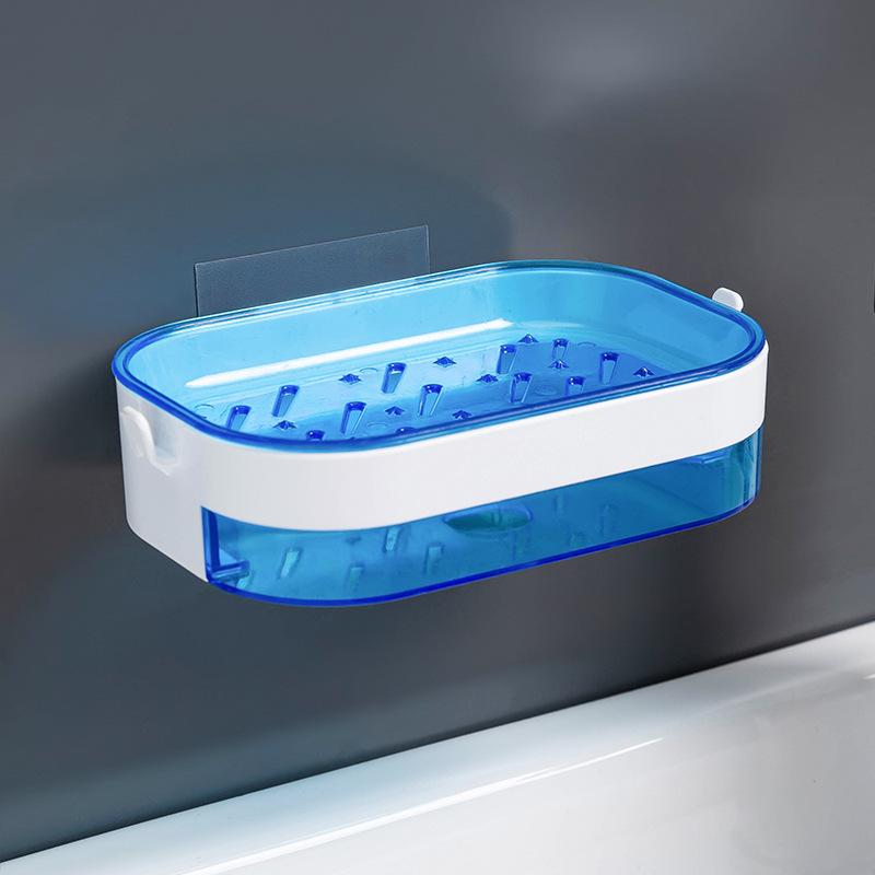 Модная настенная мыльница без отверстий, модная домашняя стойка для мыла, ящик для хранения с поддоном для слива, мыльница для слива, туалетный пластиковый держатель для мыла без следов