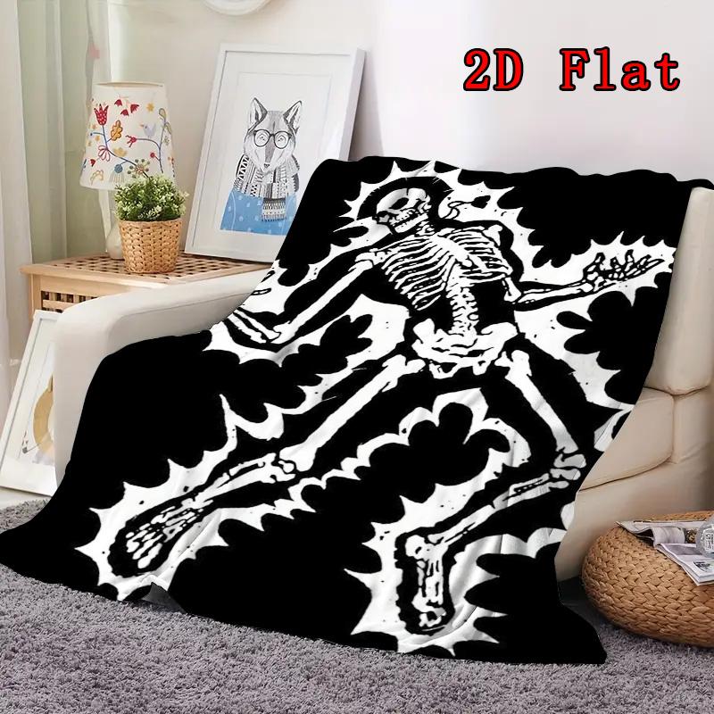 Electrified Skull 2D Flat Pattern Flannel Blanket High quality All Seasons Warmth and Comfort Perfect for Christmas Gifts.MMT0918384