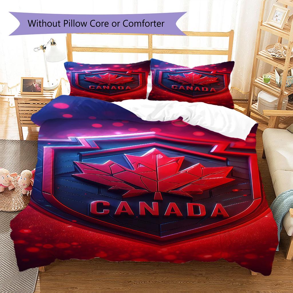 Canada Men's National Soccer Team Pattern Bedding,Quilt Set Quilt Cover Pillowcase Home Birthday Gift(1 * duvet cover + 2 * pillowcase, without core)