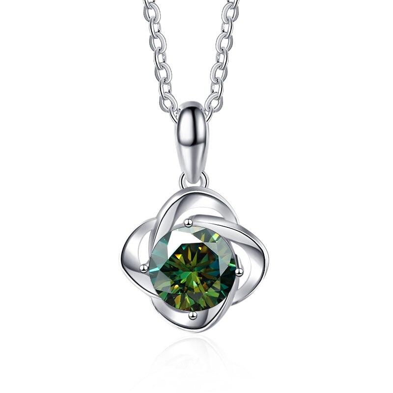 BagueRingen, настоящий 1 карат, круглая спираль, четырехлистный клевер, D, цвет, кулон с муассанитом, ожерелье для женщин, ювелирные изделия из стерлингового серебра 925 пробы