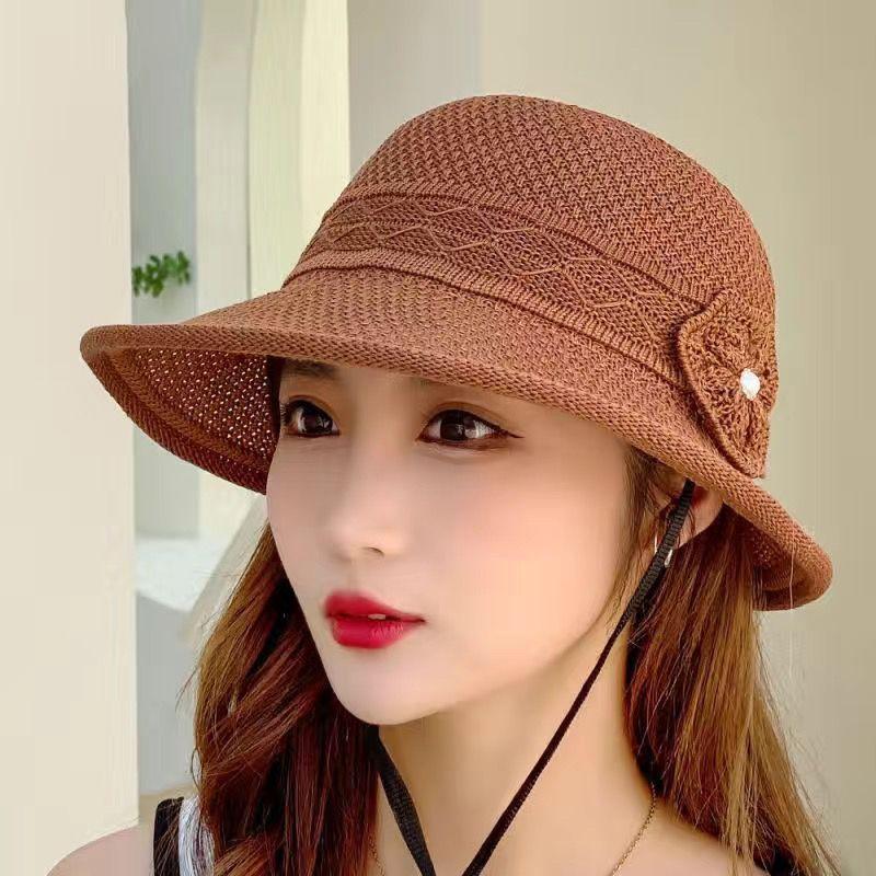 Новая летняя шляпа, женская летняя рыбацкая шляпа, соломенная шляпа с цветочной плетеной дышащей складной женской шляпой от солнца