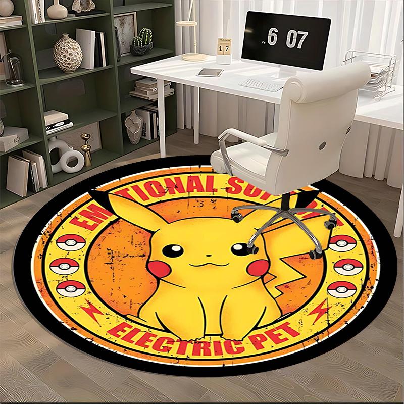 Pikachu,Electric Pet Chair mat Round Rug Office carpet, Non slip, Suitable for Living Rooms, Bedrooms,Decor1205798a