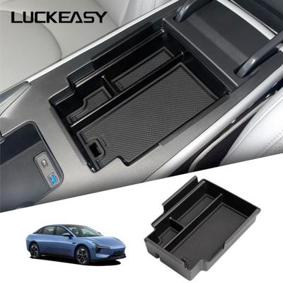 LUCKEASY для Xpeng Mona M03 2024 2025 Органайзер-поддон для центральной консоли и подлокотника автомобиля, аксессуары для организации, черный