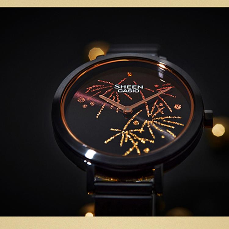 Casio Женские часы SHEEN Черные SHE-C130BD-1AUPFY-person