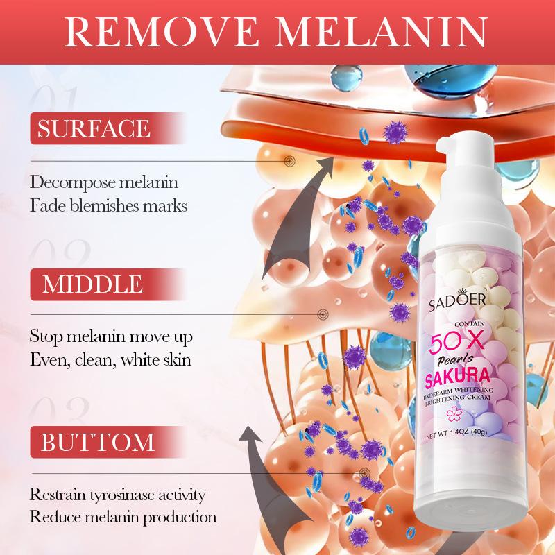 Крем для отбеливания подмышек Sakura Collagen, Осветляющий, Увлажняющий, Гладкий и Нежный Светло-бежевый, Улучшает Сухость и Темно-желтый цвет подмышек Светло-бежевый