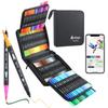 Color Pen 100 Colored Free App Thin and Watercolor Art Picture Coloring For Adults and Case Included Set, Colors, Water-Based Pens, Included, Thick,