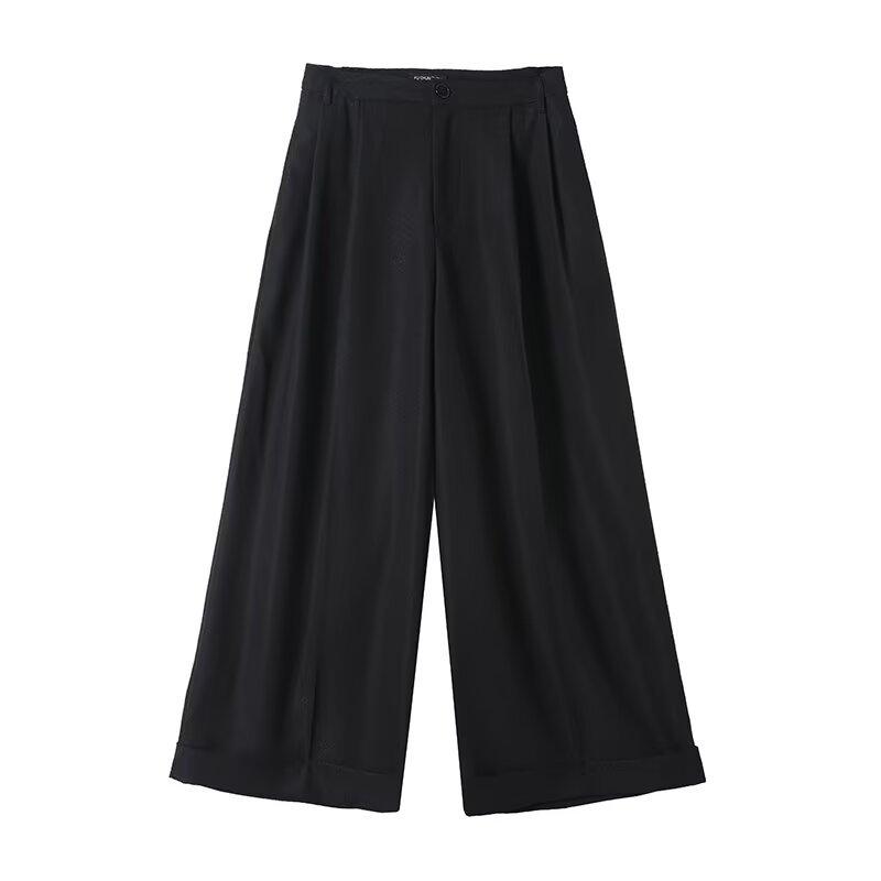 European and American style, new women's clothing, foreign style style, simple temperament, commuter style, high-end wide-leg pants.