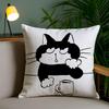 Cute Cat Cushion Cover Plush Fabric DoubleSided Printed Invisible Zipper Sofa Pillow Case Home Bedroom Decor