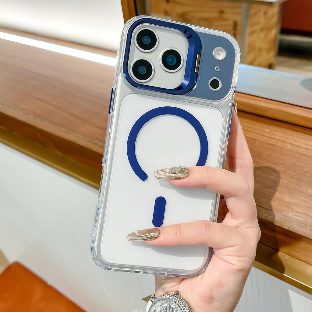 Чехол для iPhone 17 Pro Max, Электролитическое покрытие, Подставка для объектива, Магнитный, Защитный чехол от падений