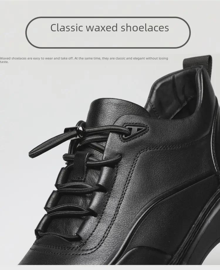 Мужские кроссовки из натуральной кожи: Модные повседневные и деловые туфли в британском стиле с круглым носком.