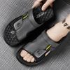 Трендовый бренд лето новые кожаные тапочки мужская мода повседневные дышащие прохладные тапочки для вождения мягкая подошва пляжная обувь