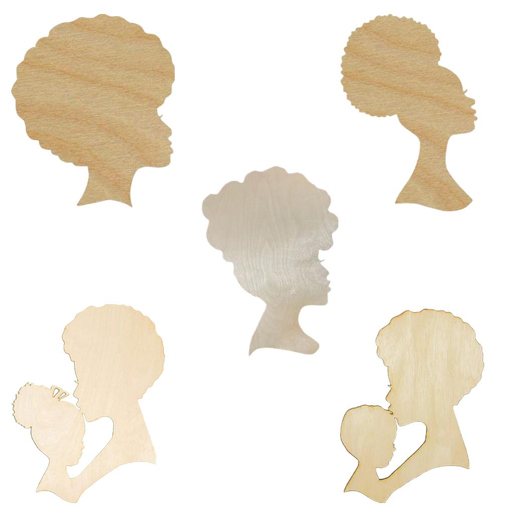 Head Silhouette Mother's Day Wooden Wreath Template DIY Craft Home Decoration Board