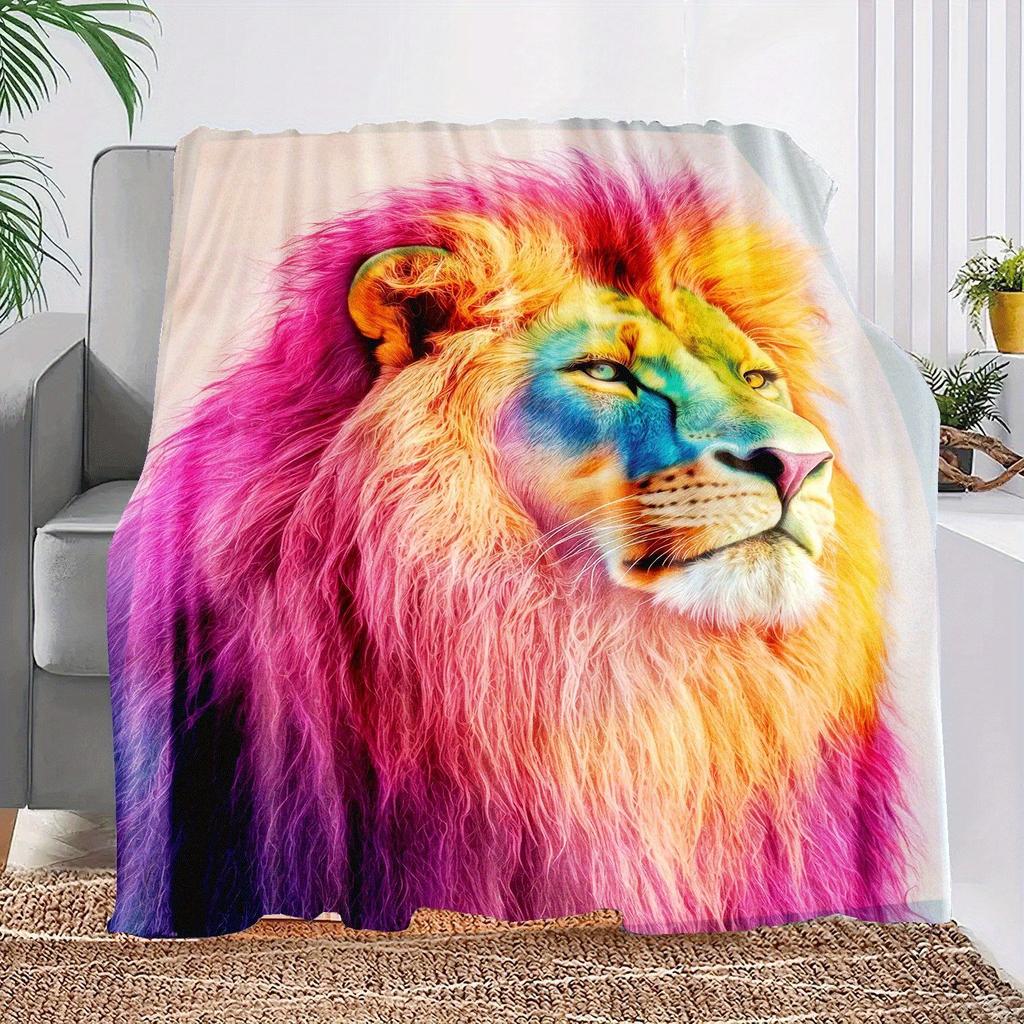 A Lion Print Fleece Blanket, a Gift for African Girls, Granddaughters, And Daughters, Perfect for Holidays, Versatile for Outdoo