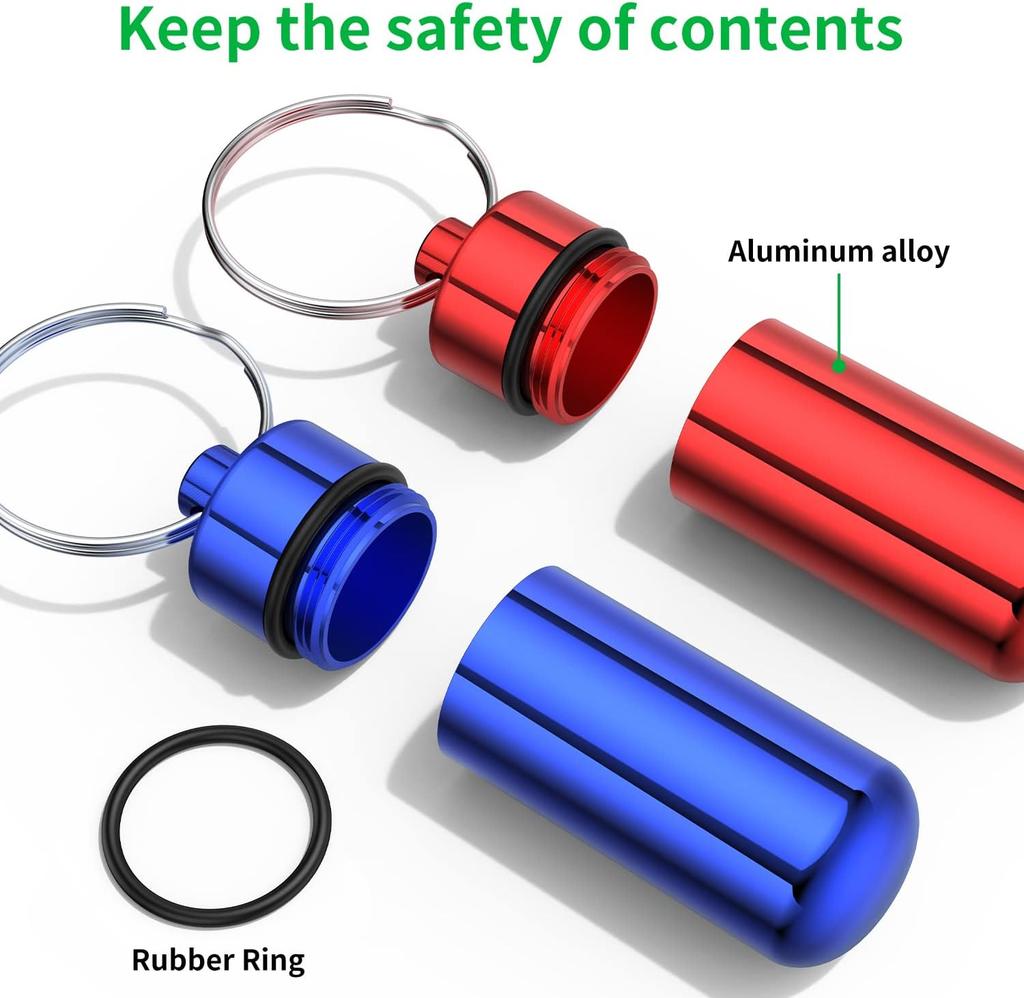 Маленький портативный футляр для таблеток с брелоком(10 шт.), Водонепроницаемый алюминиевый органайзер для таблеток, металлическая мини-коробочка, карманный контейнер для хранения лекарств для улицы