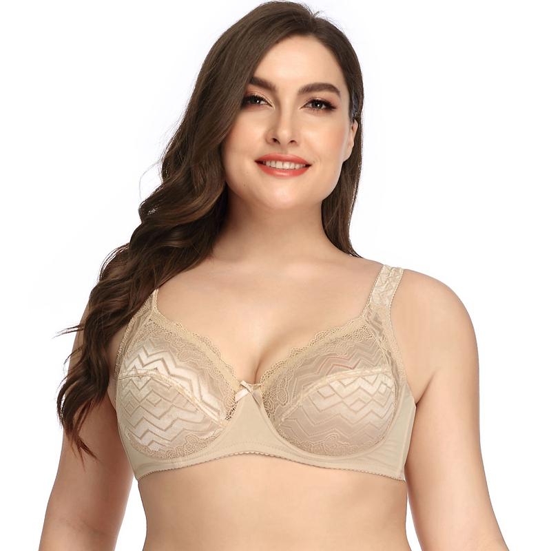 Women Bra C Cup Lace Wired Underwear Ultra Thin Unlined Bras