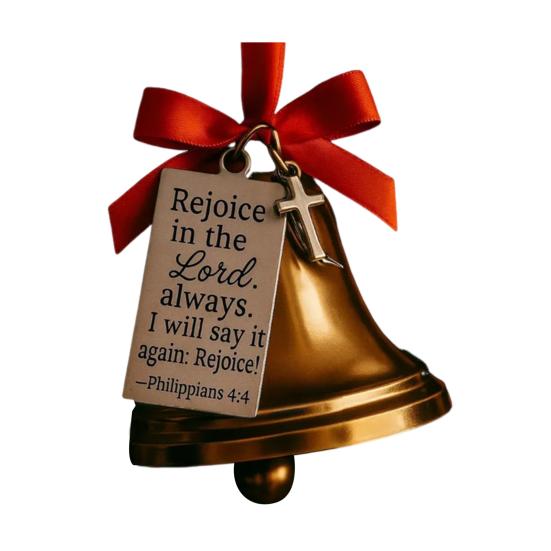 Bible Verses Scripture Christmas Bell Ornament Metal Golden Bell Christmas Tree Decoration Inspirational Bible Verse Bell Religious Ornament