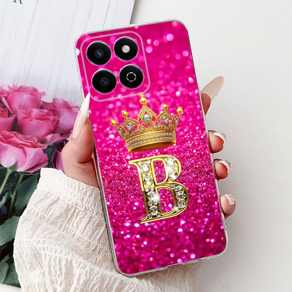 Модный Чехол-Корона с Буквой для Honor X7c Для HonorX7c X 7C 4G Мягкий Силиконовый TPU Чехлы