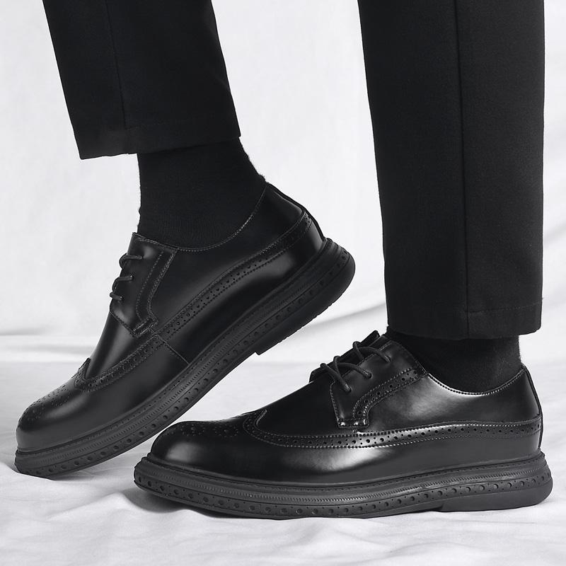 Модная офисная обувь для мужчин, повседневная обувь, дышащие кожаные мокасины для вождения, удобные черные броги в стиле ретро