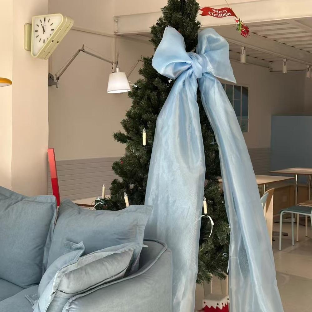 50*200см Подвесной кулон Материал органза Украшение для рождественской елки Гигантский рождественский бант Наружный декор