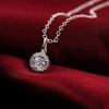 925 Sterling Silver Round Zircon Pendant Necklace Wedding Fashion Jewelry