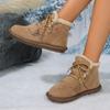 2024 Winter Fashion Round Toe Solid Color Women's Shoes New Low Heel Lace Up High Quality Comfortable Women's Short Boots